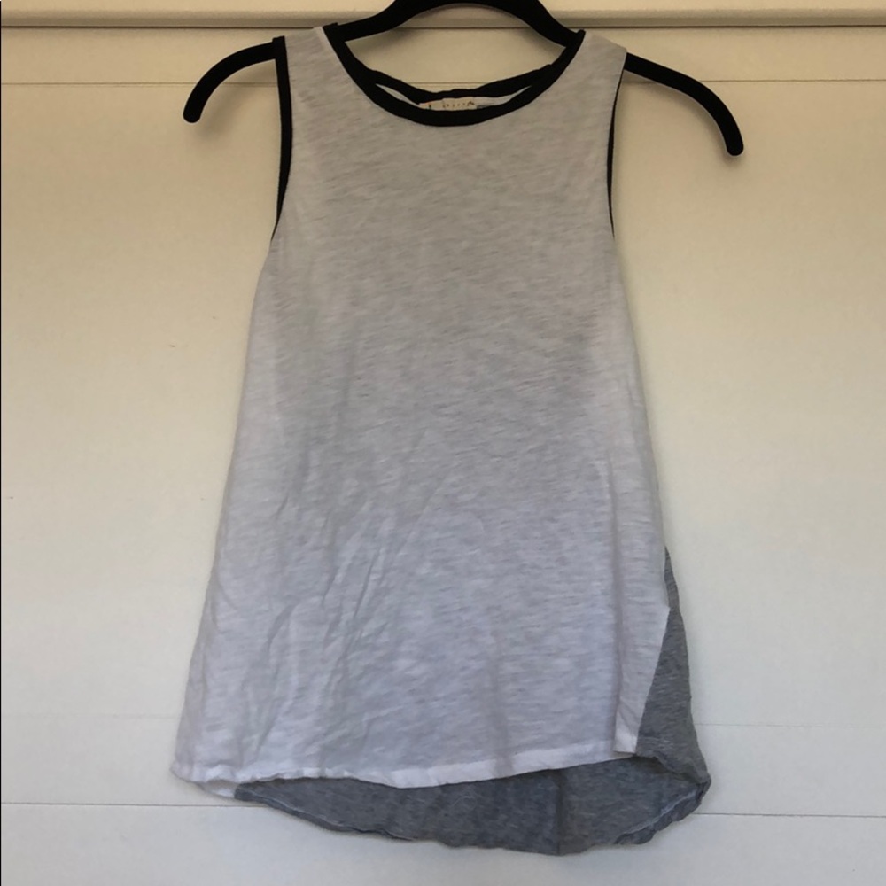 Gray and white top
